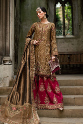 Maria b - 3 Piece Unstitched Embroidered Silk Suit