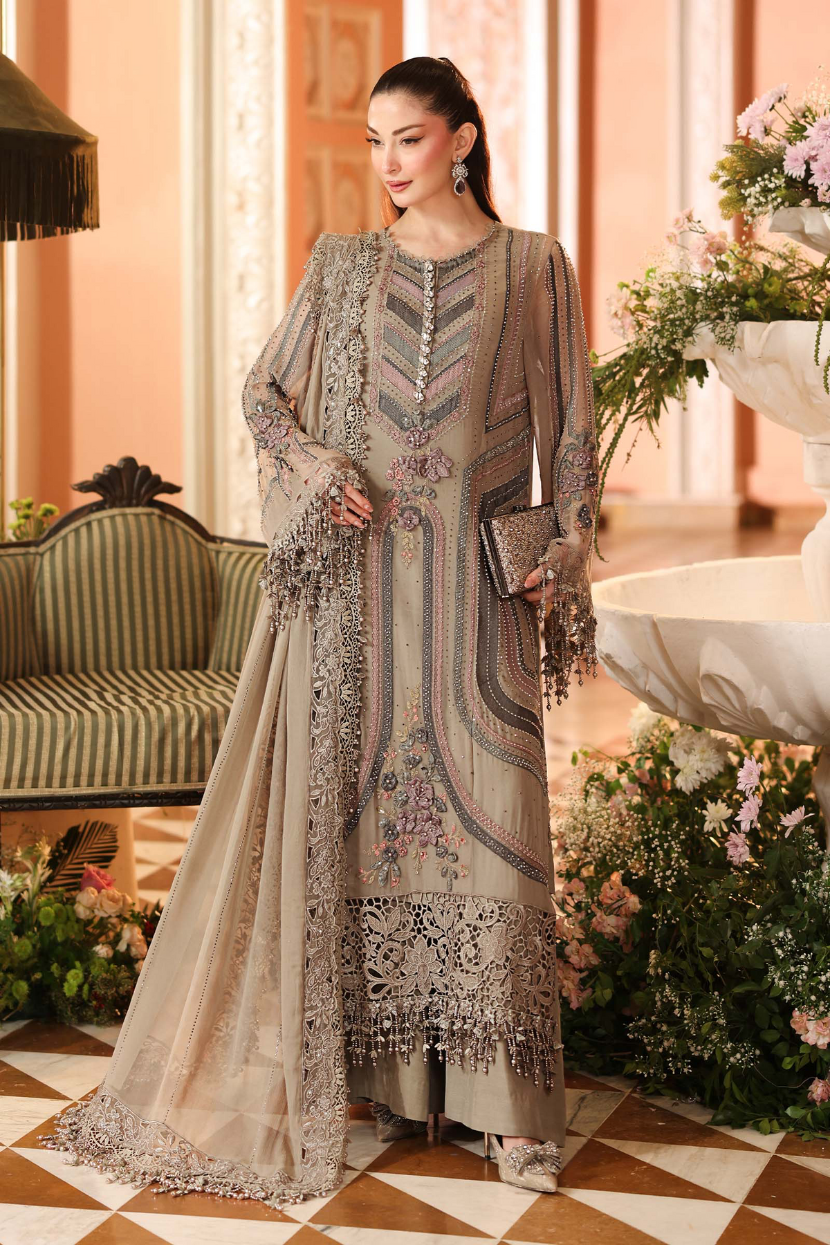 Maria b 3piece Embroidered Chiffon