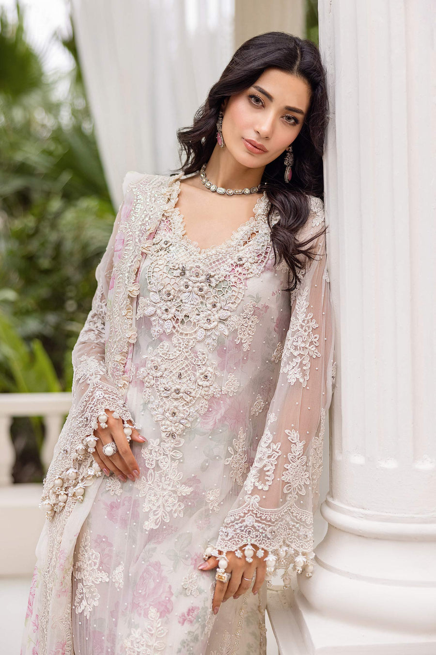 MARIA B - 3 Piece Unstitched Embroidered Chiffon Suit | MPC-25-101