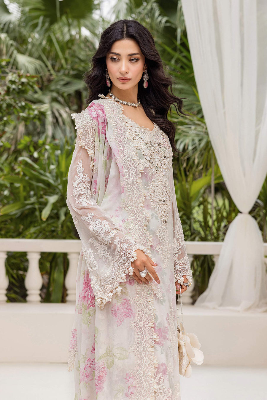 MARIA B - 3 Piece Unstitched Embroidered Chiffon Suit | MPC-25-101