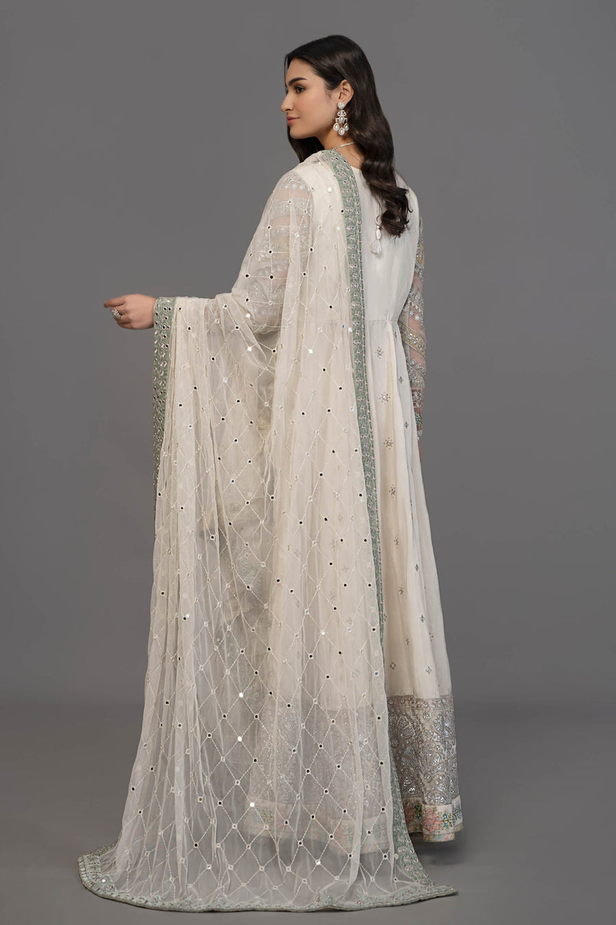 Suit Pearl White and Peach Silver BDS-2502 D2