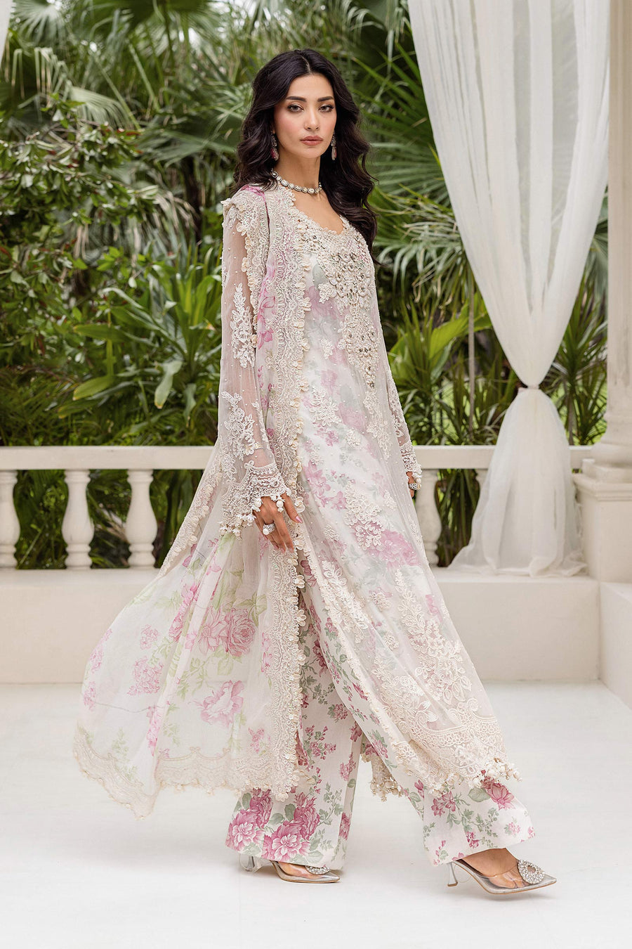 MARIA B - 3 Piece Unstitched Embroidered Chiffon Suit | MPC-25-101