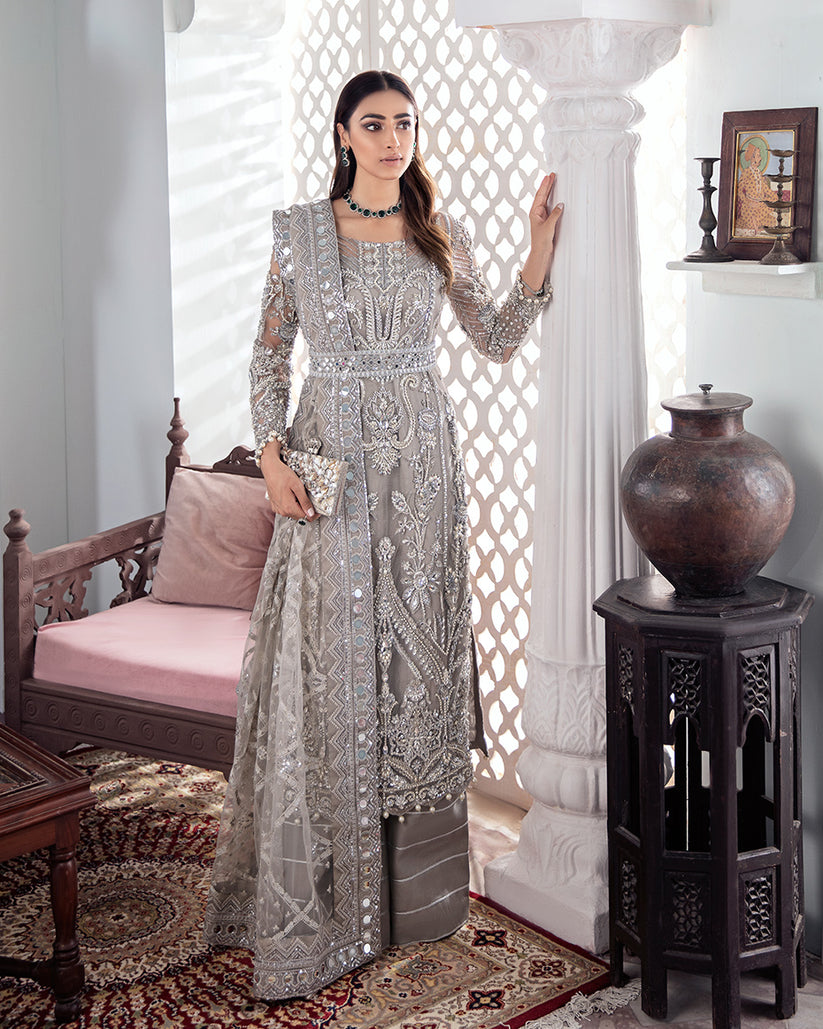 GULNOOR EMBROIDERED NET 3-PIECE SUIT WS-18