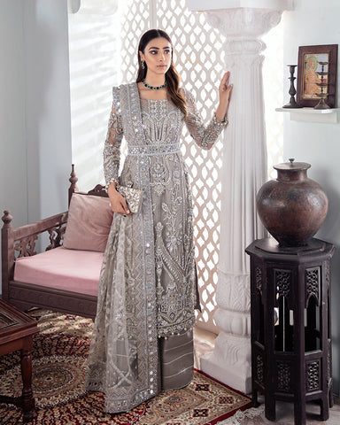 GULNOOR EMBROIDERED NET 3-PIECE SUIT WS-18