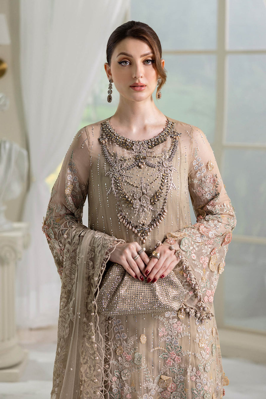 Maria b 3 Piece Unstitched Embroidered Chiffon Suit | MPC-25-107