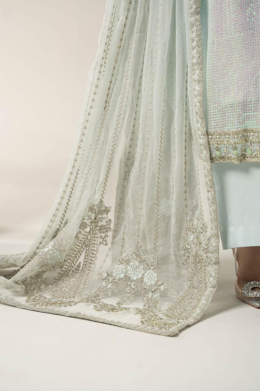 3 Piece Embroidered Chiffon Suit | BD-3005