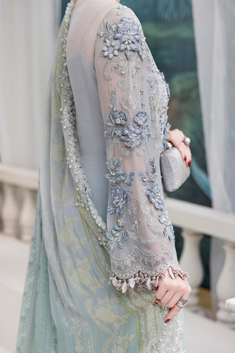 Maria b - 3 Piece Unstitched Embroidered Chiffon Suit | MPC-25-108