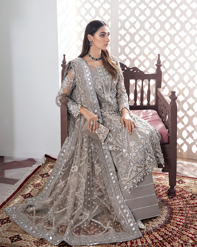 GULNOOR EMBROIDERED NET 3-PIECE SUIT WS-18