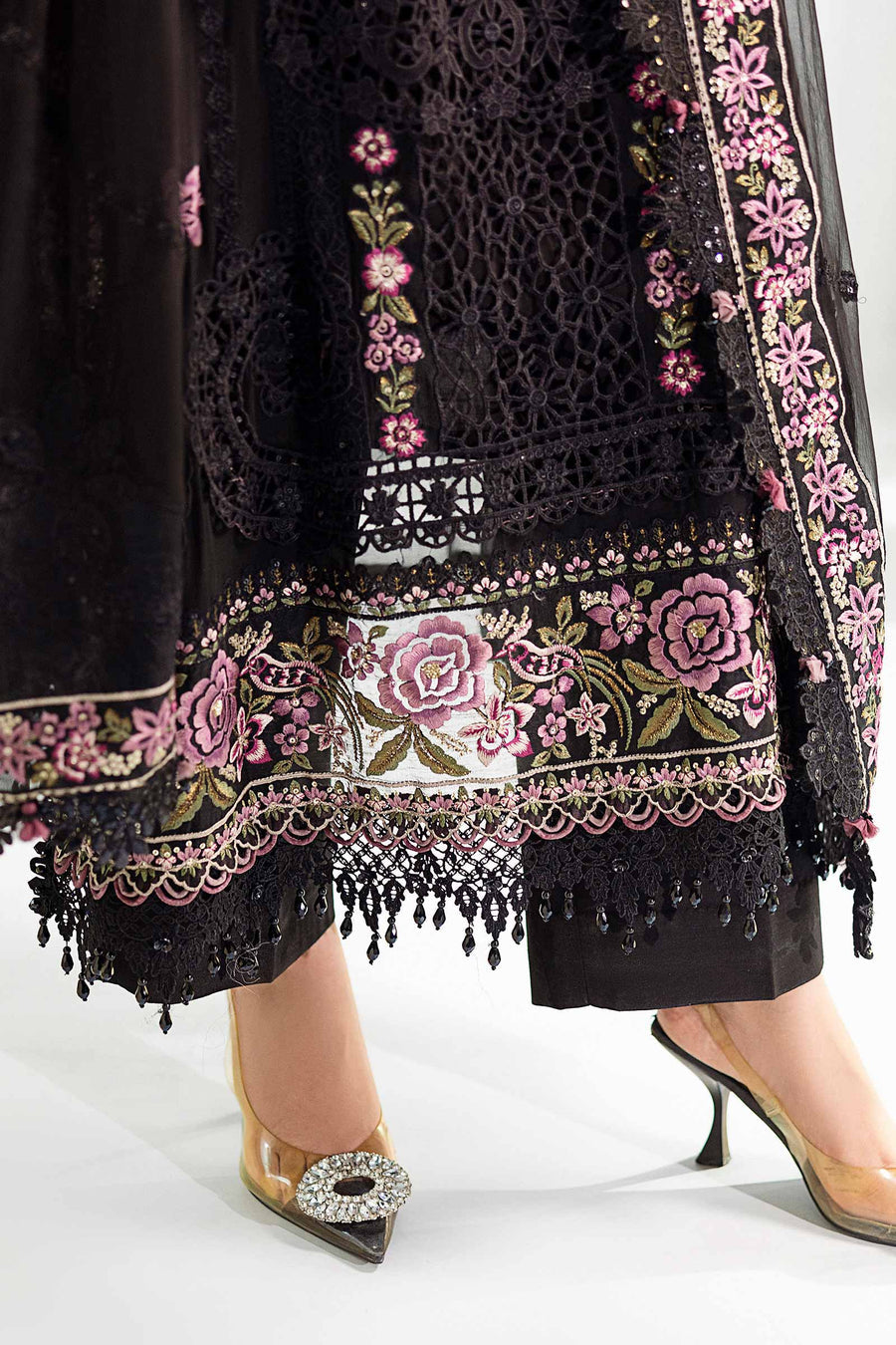 Maeia b - 3 Piece Unstitched Embroidered Chiffon Suit | MPC-25-104