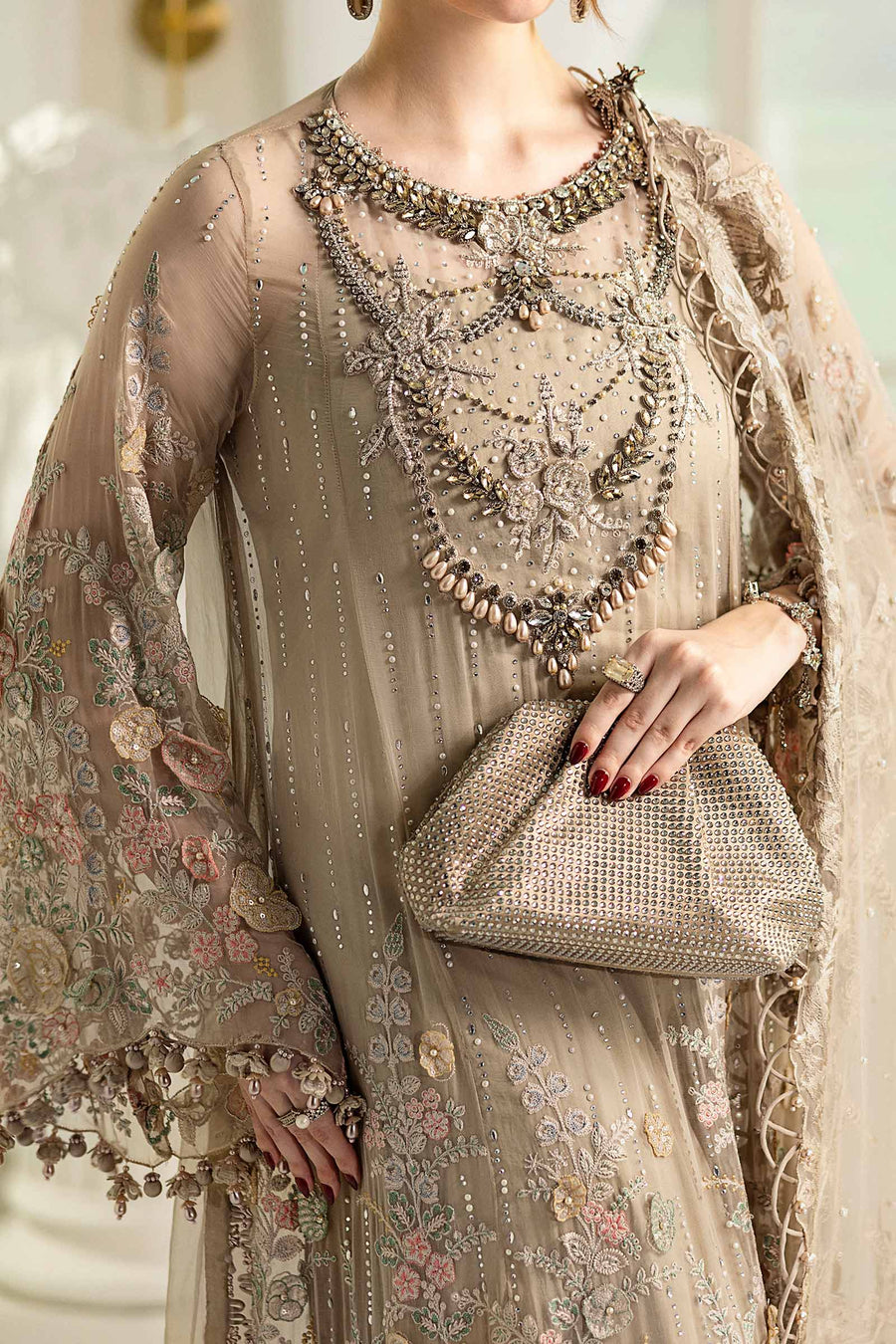 Maria b 3 Piece Unstitched Embroidered Chiffon Suit | MPC-25-107