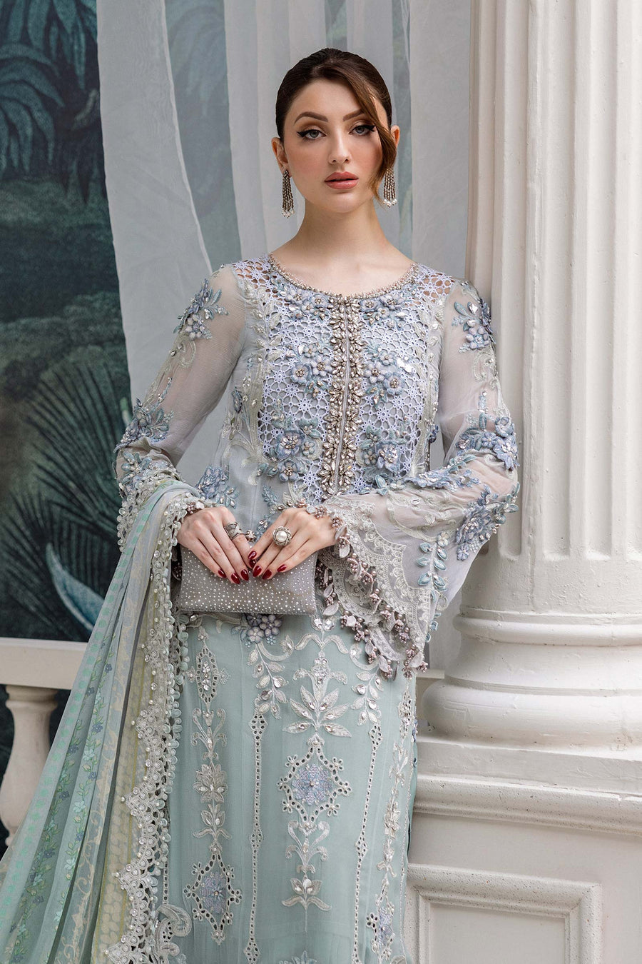 Maria b - 3 Piece Unstitched Embroidered Chiffon Suit | MPC-25-108