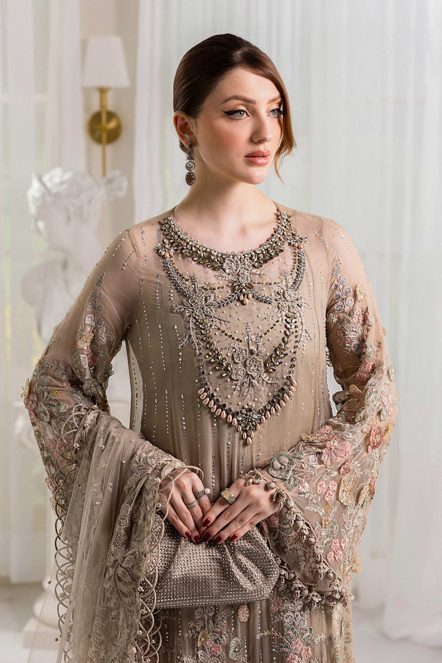 Maria b 3 Piece Unstitched Embroidered Chiffon Suit | MPC-25-107