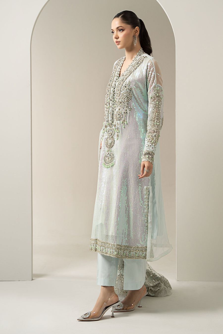 3 Piece Embroidered Chiffon Suit | BD-3005