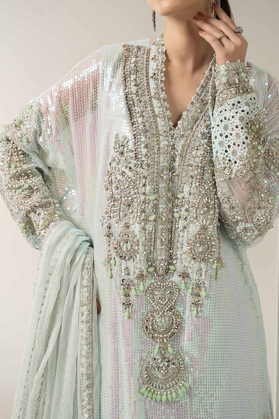 3 Piece Embroidered Chiffon Suit | BD-3005