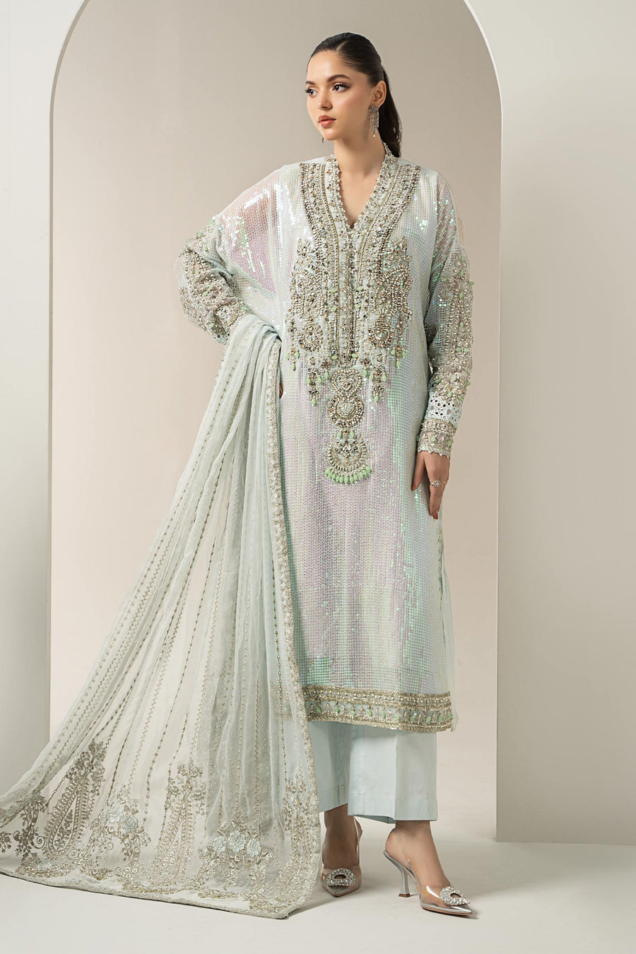 3 Piece Embroidered Chiffon Suit | BD-3005