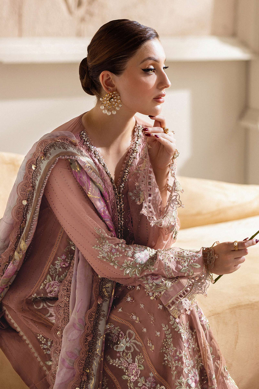 Maria b 3 Piece Unstitched Embroidered Chiffon Suit | MPC-25-105