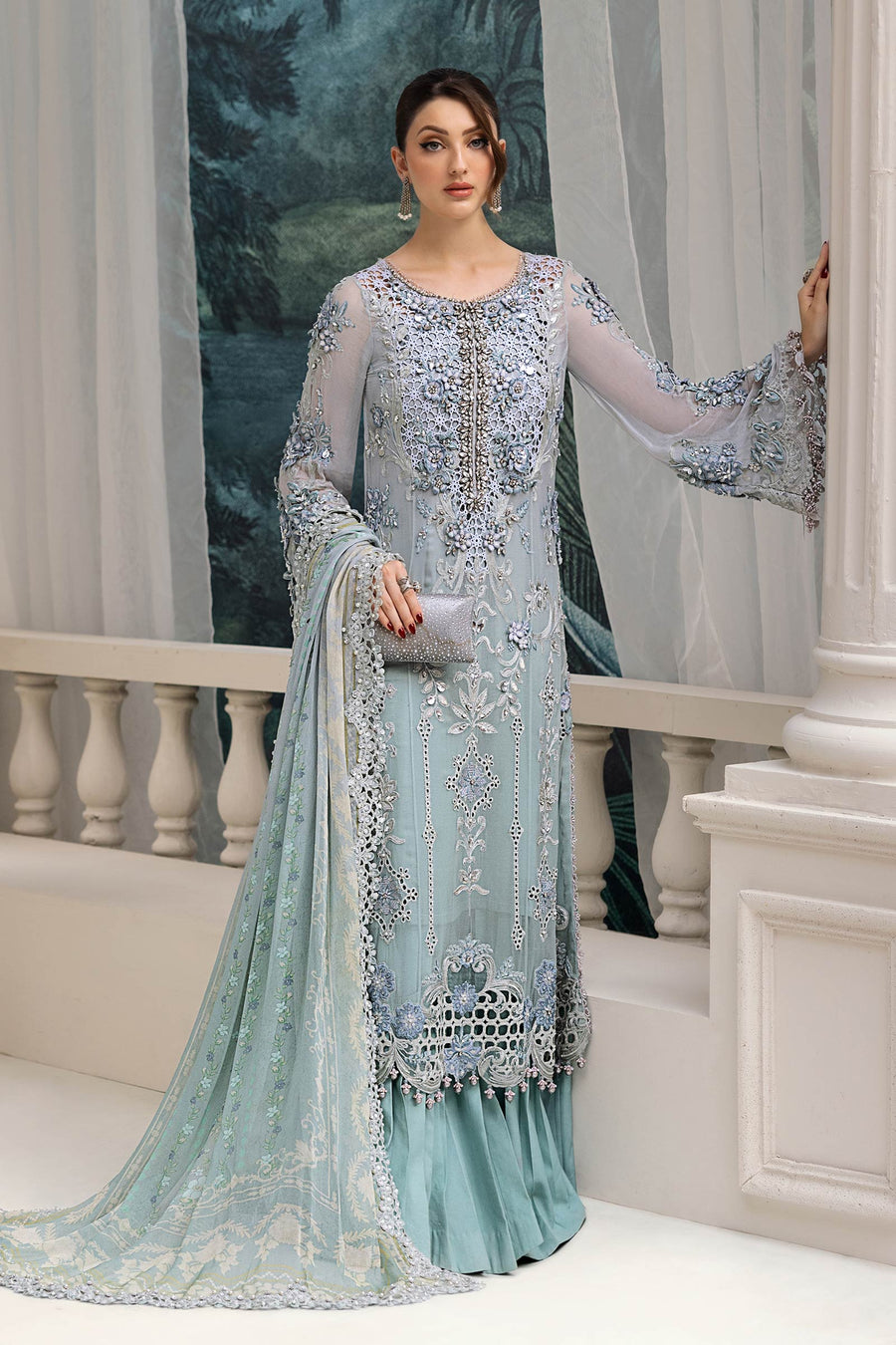 Maria b - 3 Piece Unstitched Embroidered Chiffon Suit | MPC-25-108