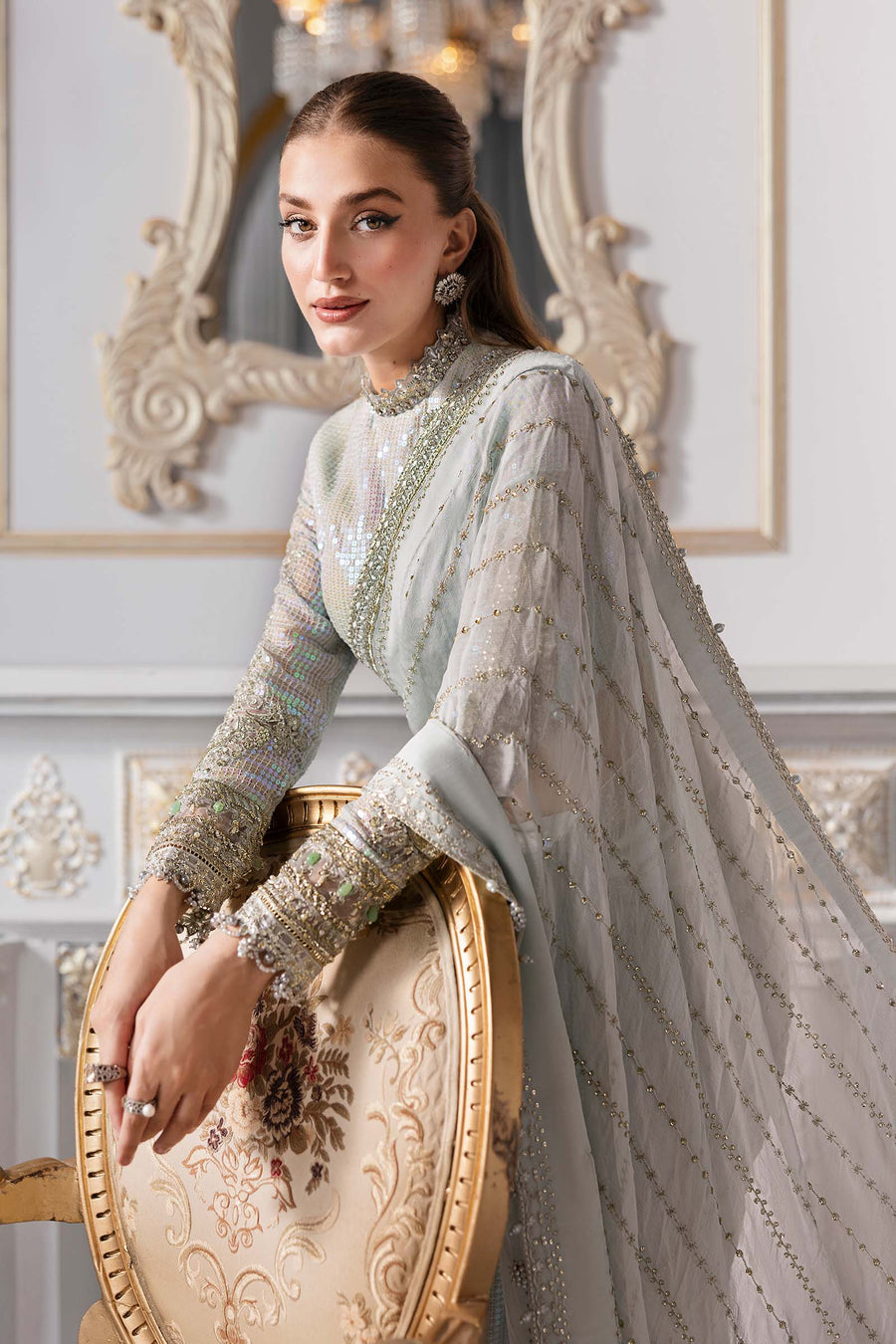 3 Piece Embroidered Chiffon Suit | BD-3005