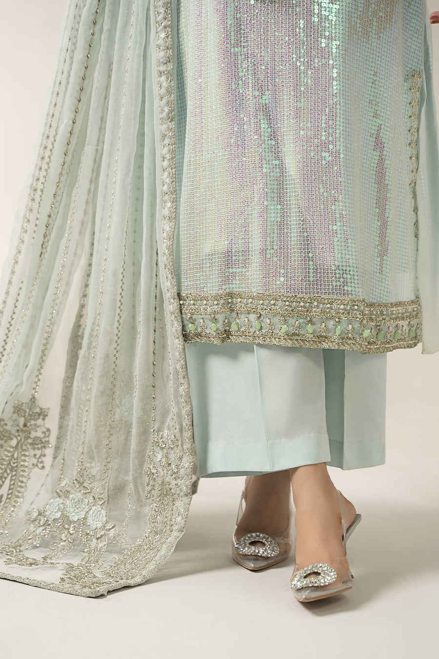 3 Piece Embroidered Chiffon Suit | BD-3005