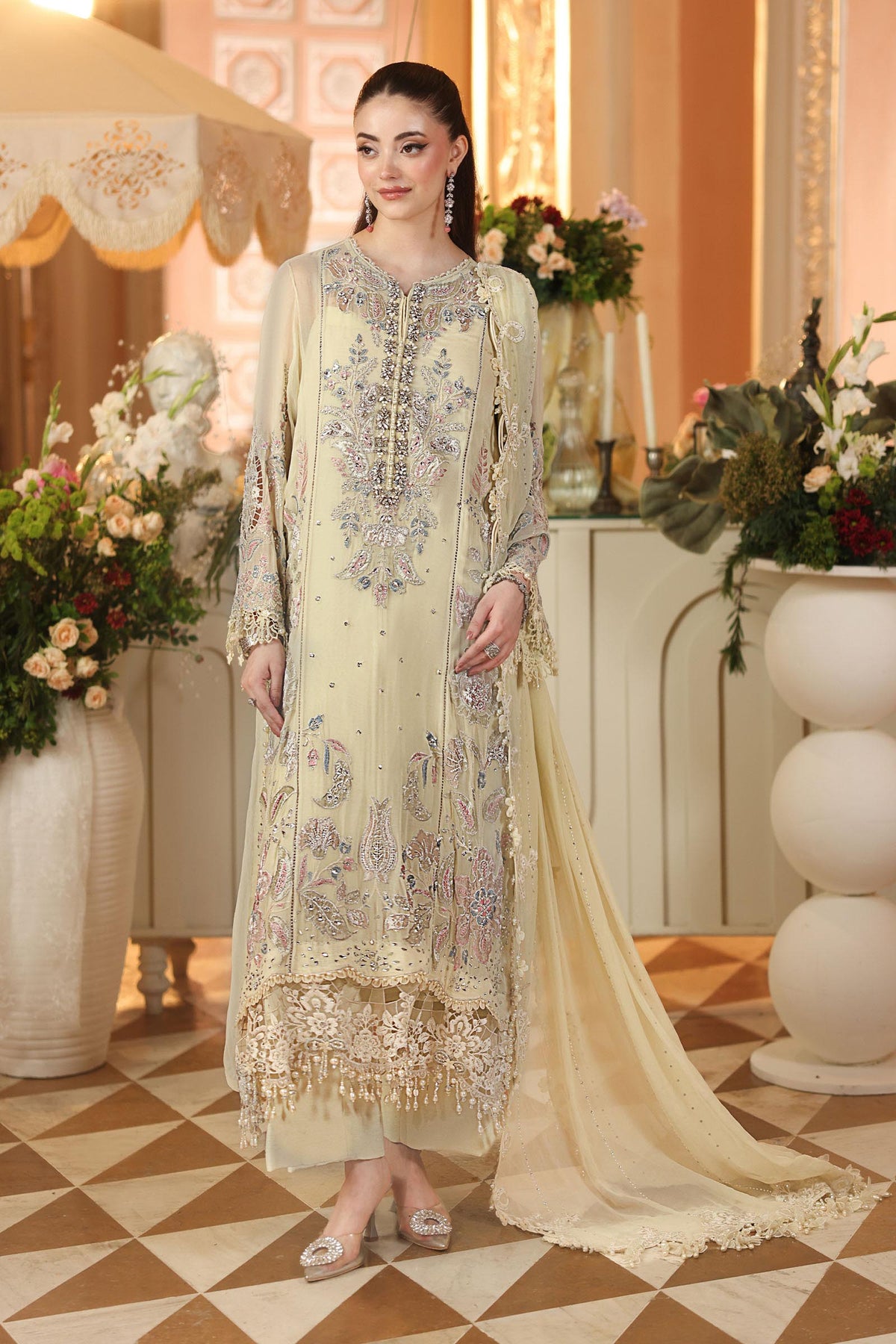 Maria b 3 Piece Unstitched Embroidered Chiffon Suit