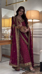 HARIS SHAKEEL | BURGUNDY RED