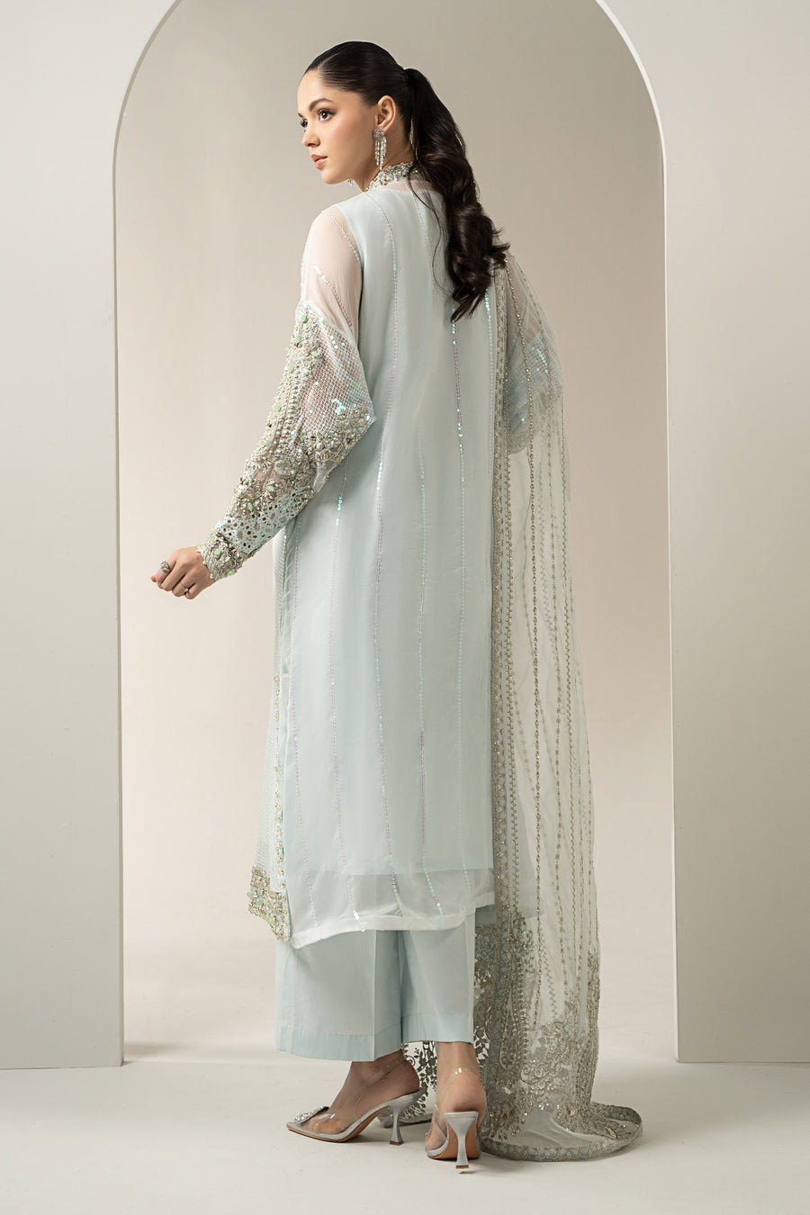 3 Piece Embroidered Chiffon Suit | BD-3005