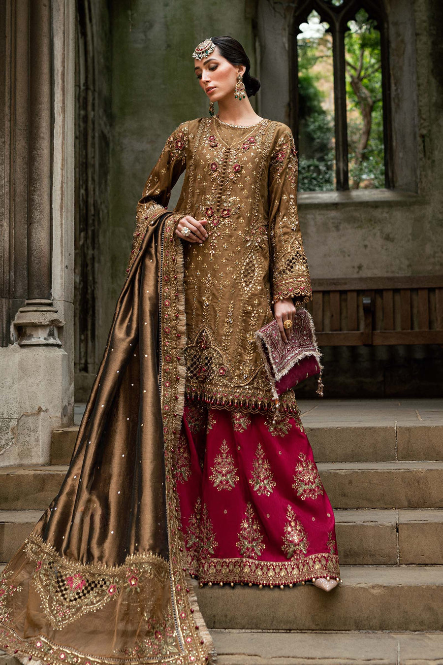Maria b - 3 Piece Unstitched Embroidered Silk Suit