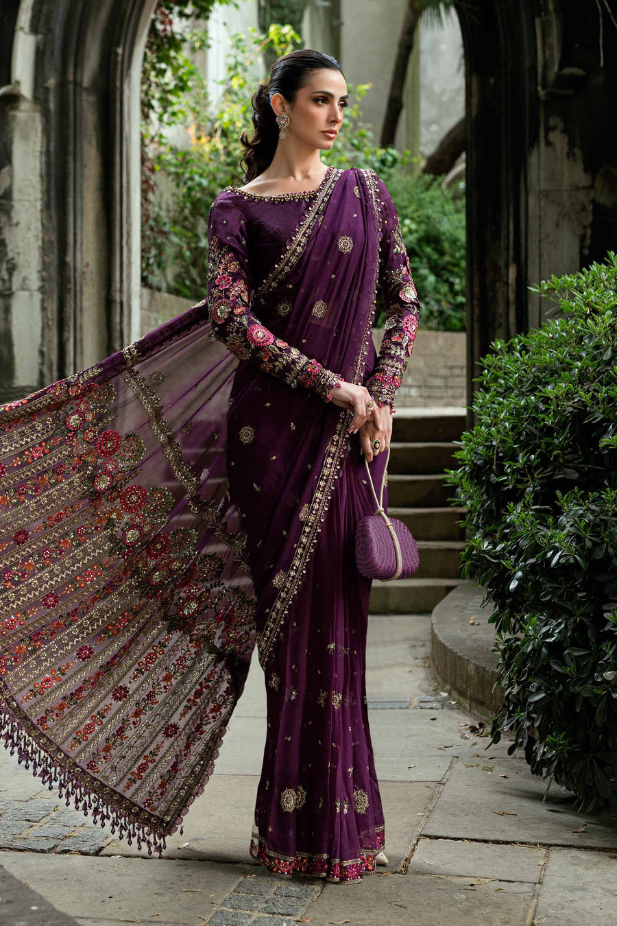 Maria b | Unstitched Embroidered Chiffon Saree