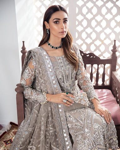 GULNOOR EMBROIDERED NET 3-PIECE SUIT WS-18