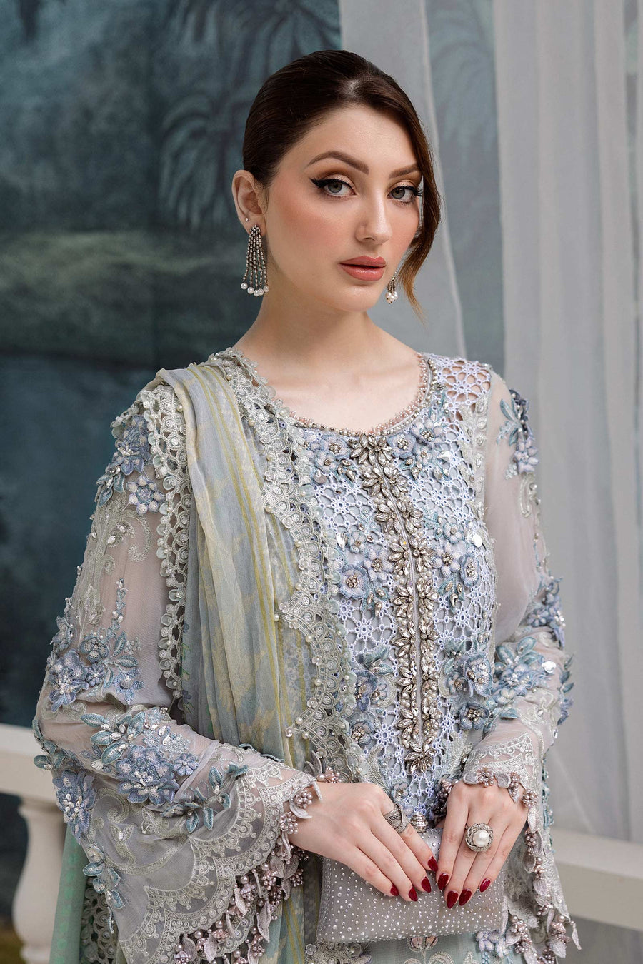 Maria b - 3 Piece Unstitched Embroidered Chiffon Suit | MPC-25-108