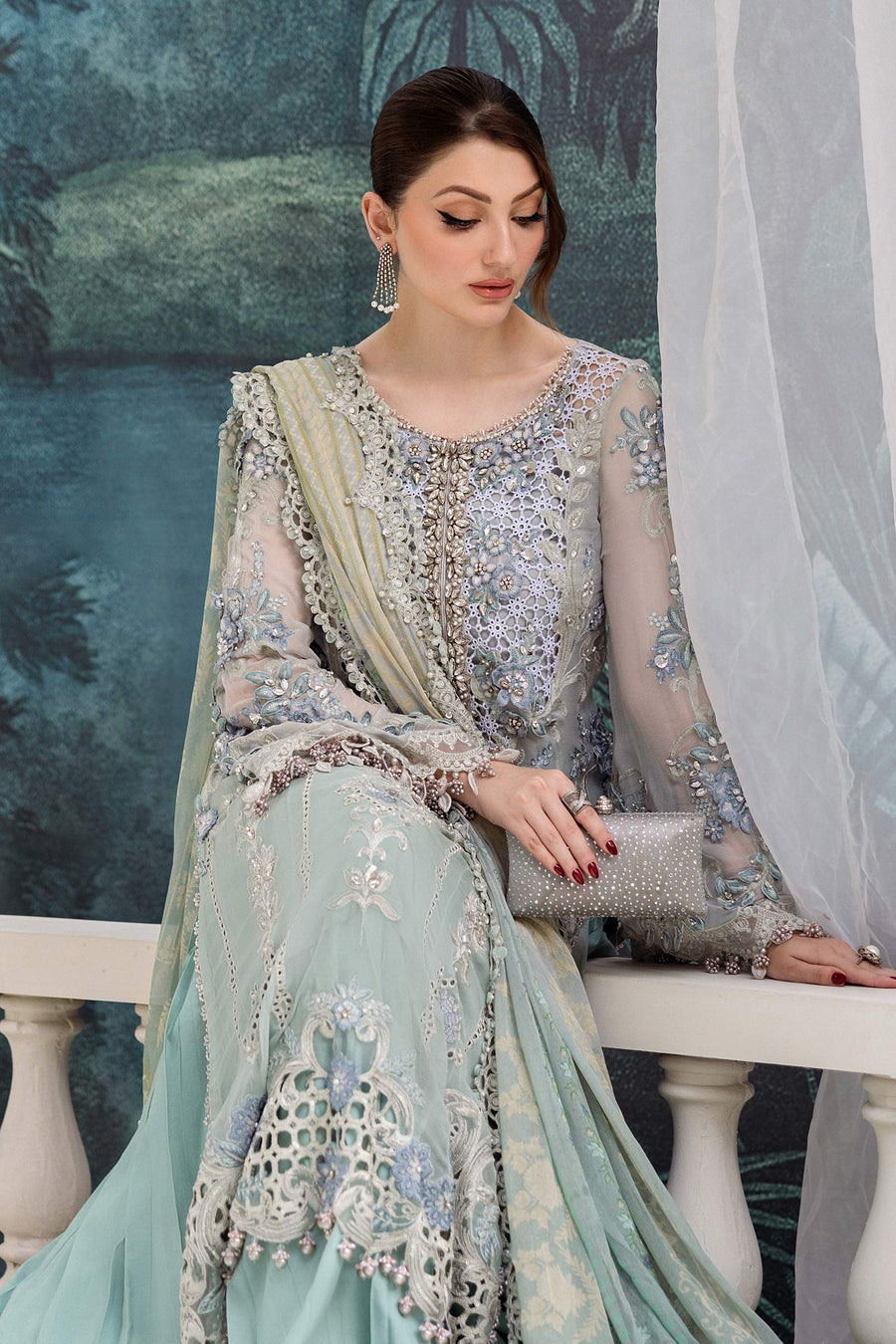 Maria b - 3 Piece Unstitched Embroidered Chiffon Suit | MPC-25-108