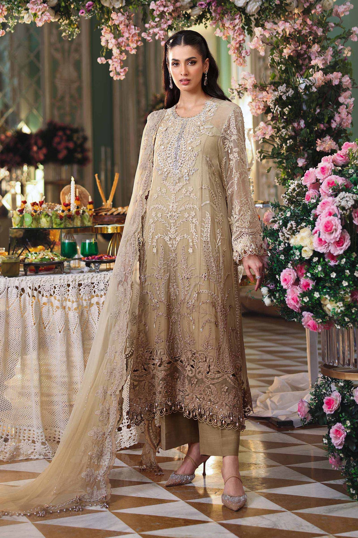 MARIA B | 3 Piece Unstitched Embroidered Chiffon Suit