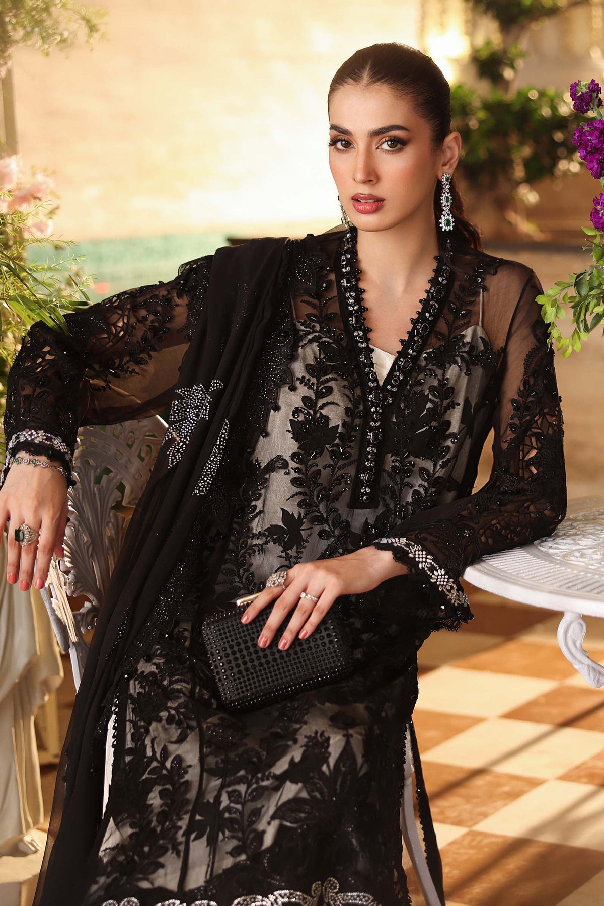MARIA B | 3 Piece Unstitched Embroidered Chiffon Suit