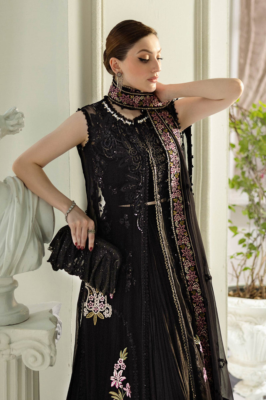 Maeia b - 3 Piece Unstitched Embroidered Chiffon Suit | MPC-25-104