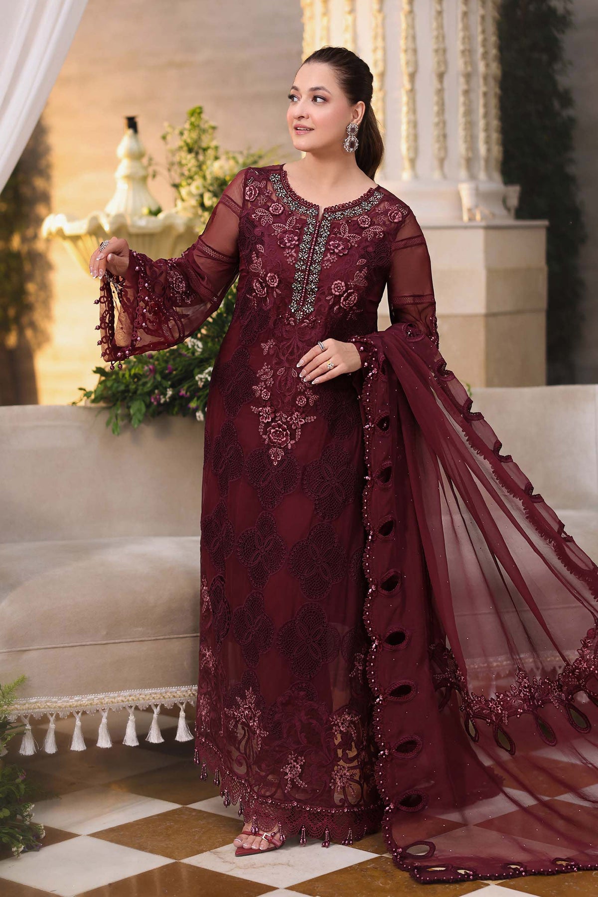 MARIA B | 3 Piece Unstitched Embroidered Chiffon Suit