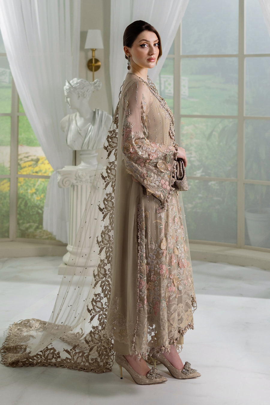 Maria b 3 Piece Unstitched Embroidered Chiffon Suit | MPC-25-107