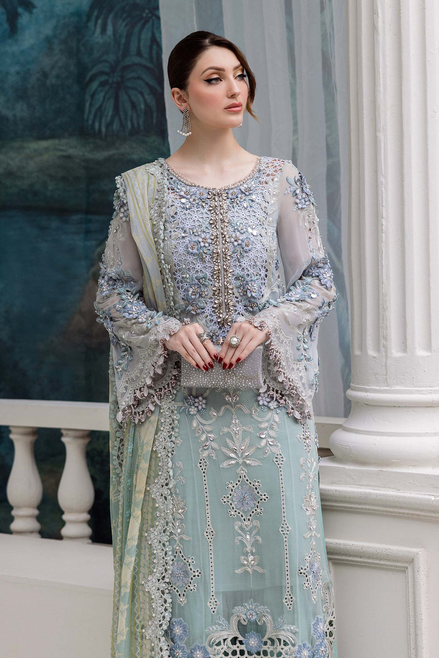 Maria b - 3 Piece Unstitched Embroidered Chiffon Suit | MPC-25-108