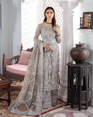GULNOOR EMBROIDERED NET 3-PIECE SUIT WS-18