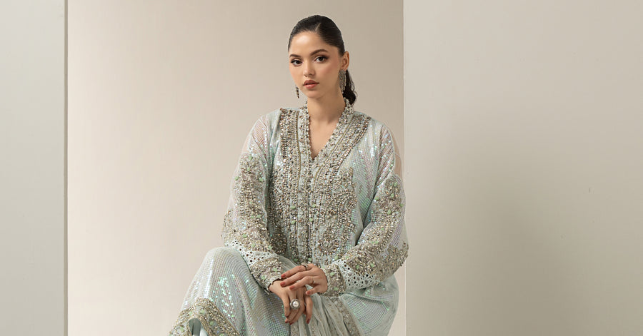3 Piece Embroidered Chiffon Suit | BD-3005