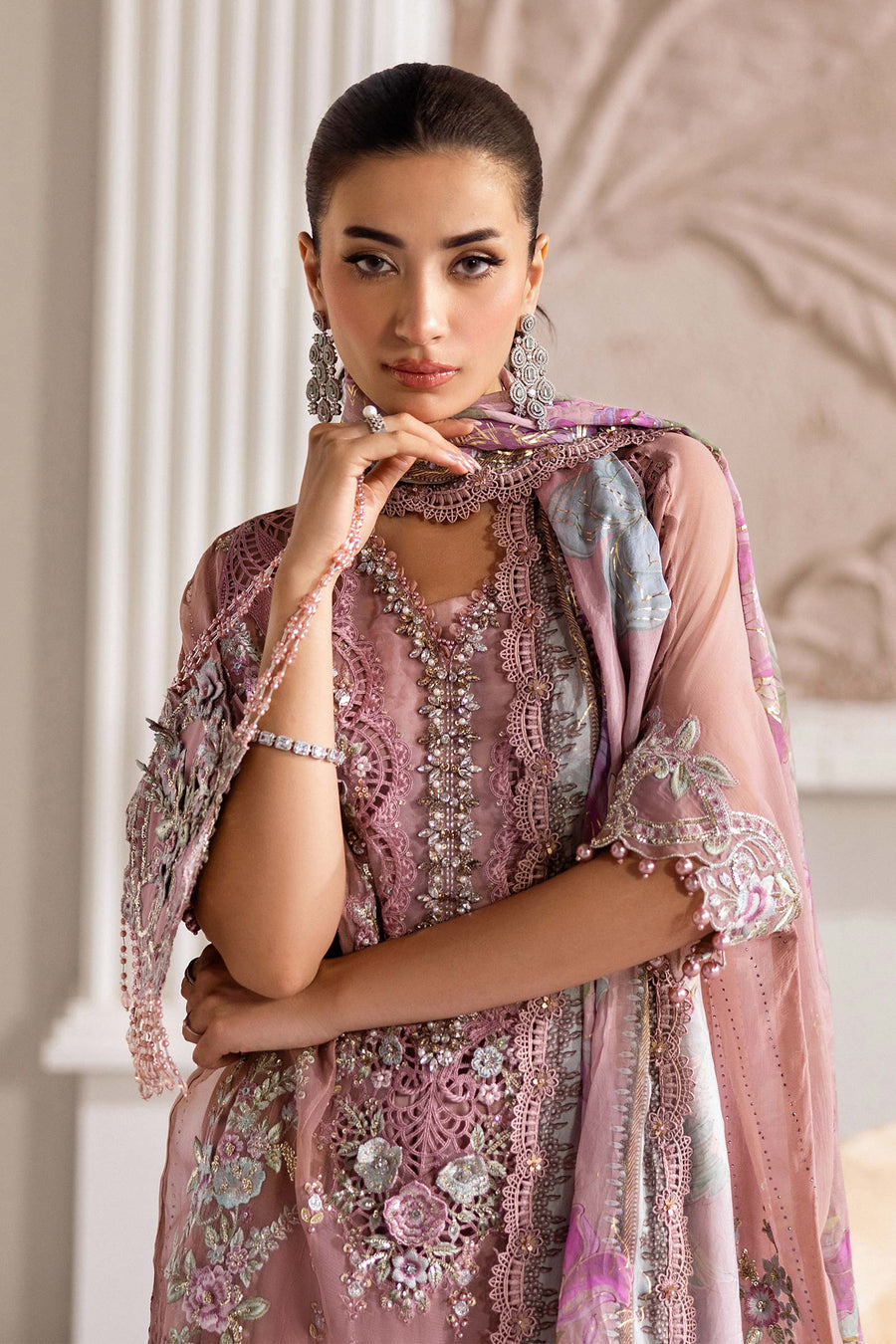 Maria b 3 Piece Unstitched Embroidered Chiffon Suit | MPC-25-105