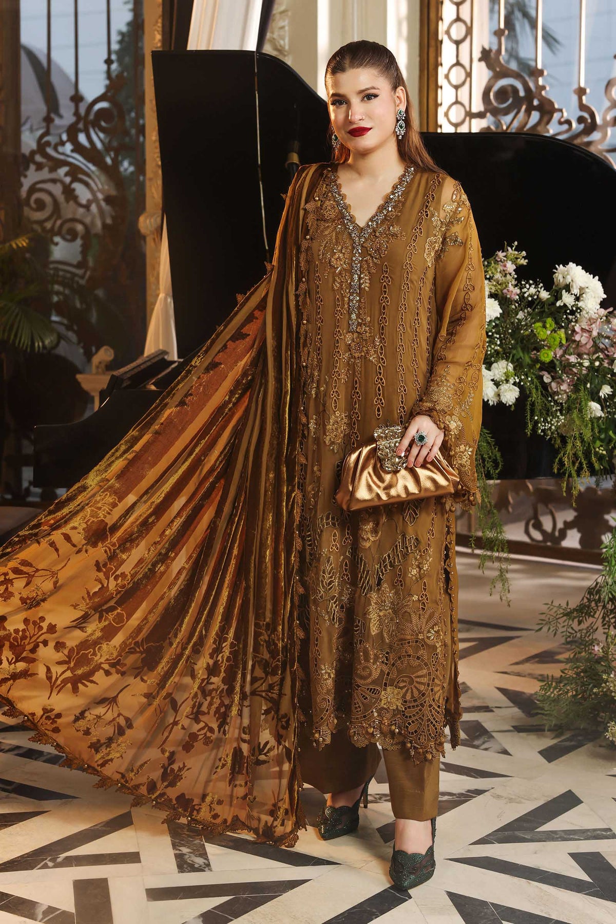Maria b 3 Piece Unstitched Embroidered Chiffon Suit