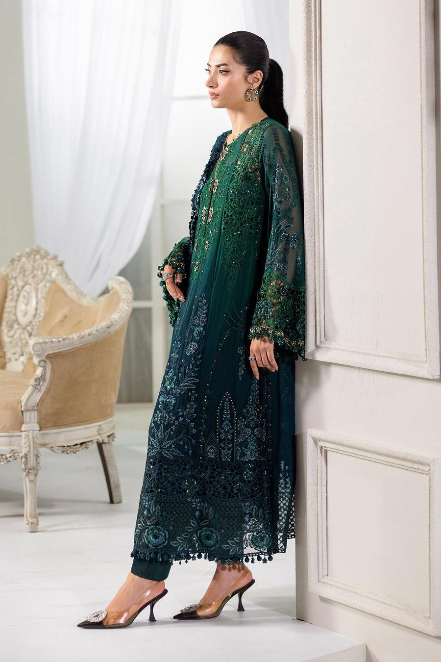 MARIA B - 3 Piece Unstitched Embroidered Chiffon Suit | MPC-25-106